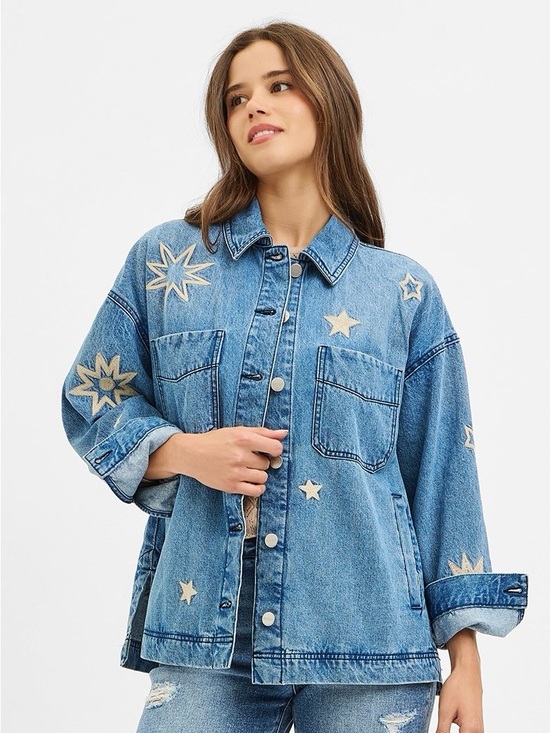 Risen Jeans Jackets & Blazers - RDJ9241 MEDIUM Risen Star Embroidered Oversized Jacket